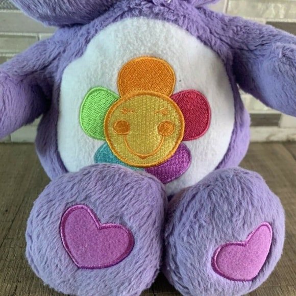 Care Bears Harmony Bear Purple Plush 13" Flower Embroidered Stuffed animal toy - Picture 2 of 7